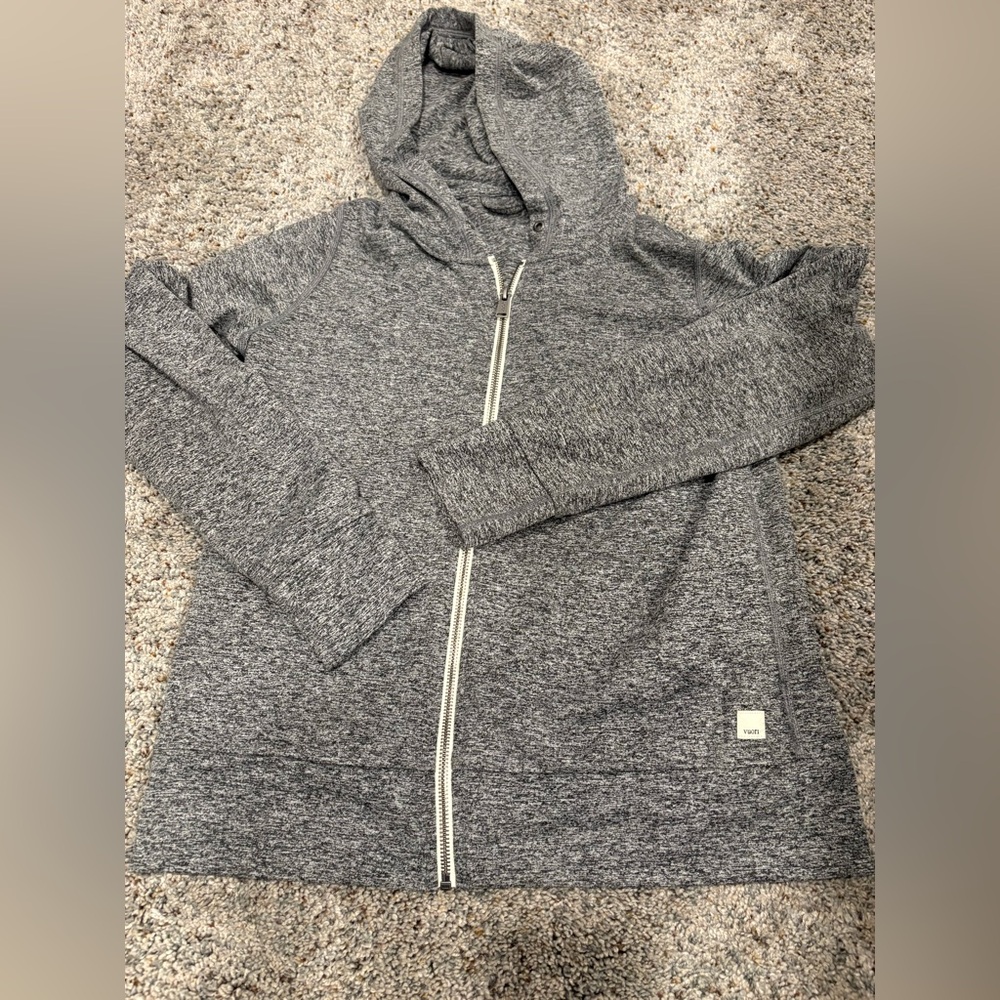 Vuori. Performance zip hoodie . Black heather color. Size small.